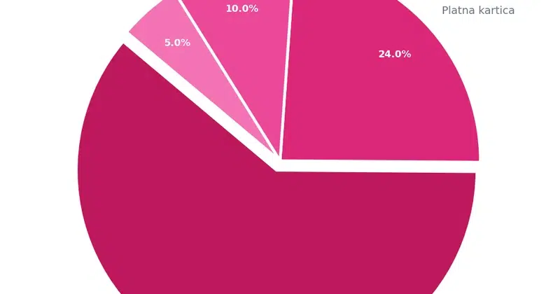 Raspodela preferiranog načina plaćanja u srpskom e-commerce-u Pie grafikon načina plaćanja srpskih online kupaca: pouzeće 61%, platna kartica 24%, internet banking 10%, ostalo 5%