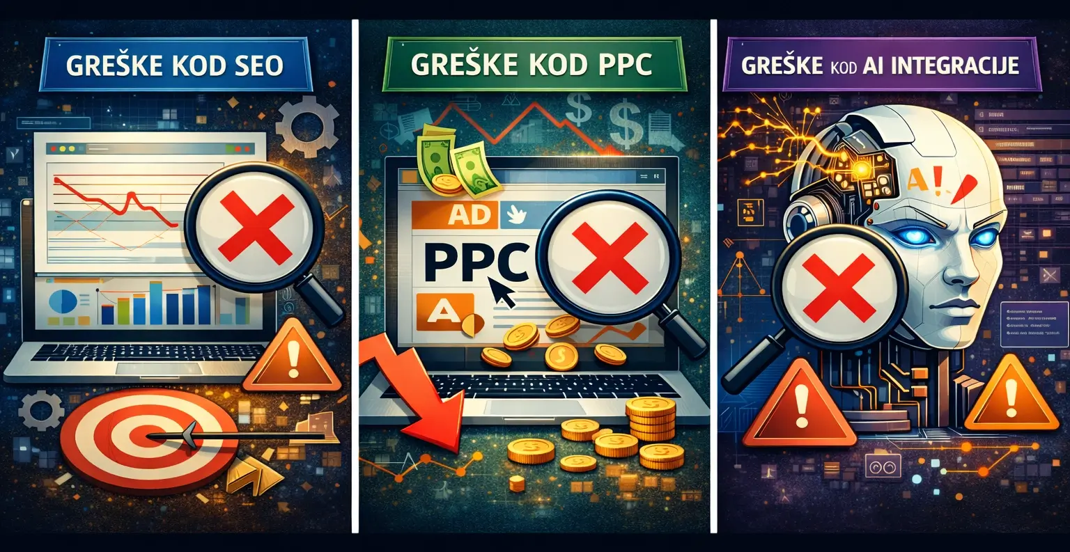 Greške kod SEO optimizacije, PPC kampanja i AI integracije koje mogu smanjiti rezultate digitalnog marketinga