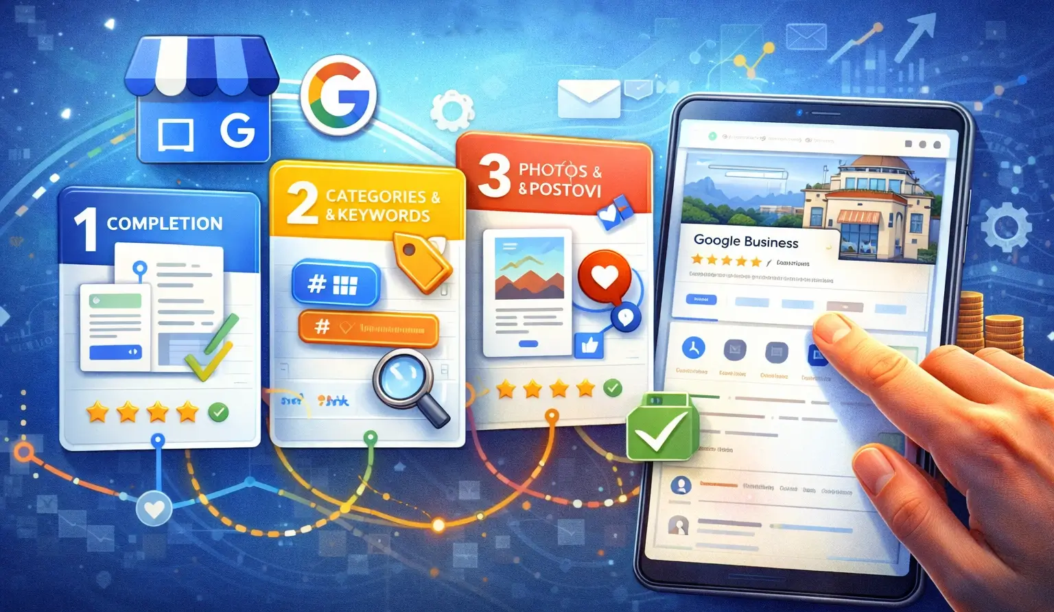 Optimizacija Google Business profila korak po korak za bolje rangiranje u Google Maps rezultatima i veću vidljivost lokalnog biznisa.