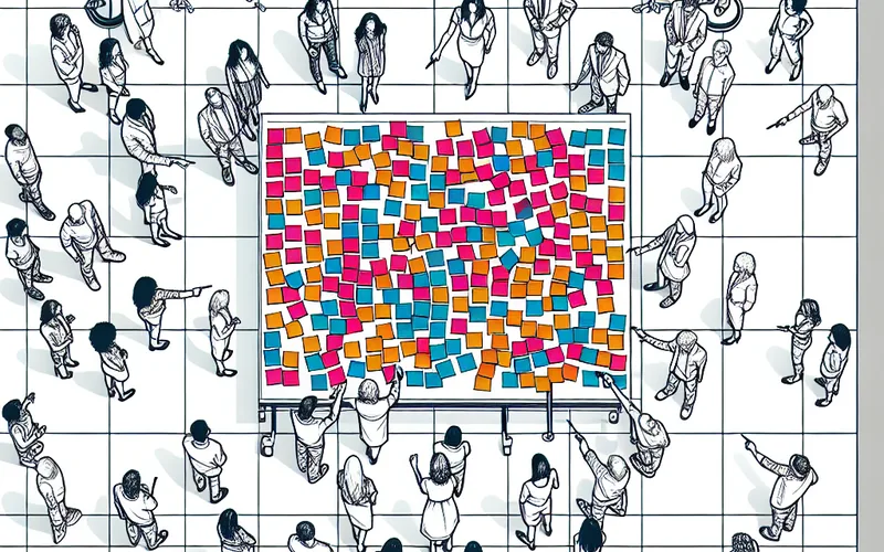 Tim organizuje segmentaciju email liste na tabli sa post-it notama