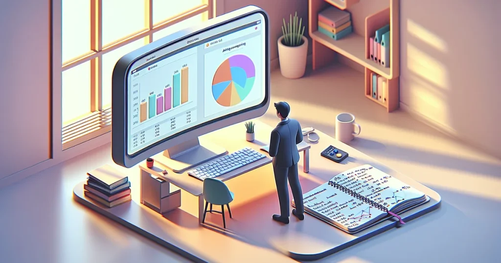 Google analytics 4 podešavanje srbija, stručnjak analizira izveštaje konverzija na monitoru