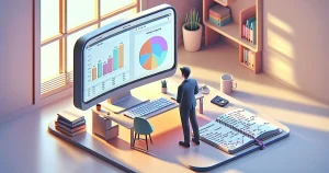 Google analytics 4 podešavanje srbija, stručnjak analizira izveštaje konverzija na monitoru