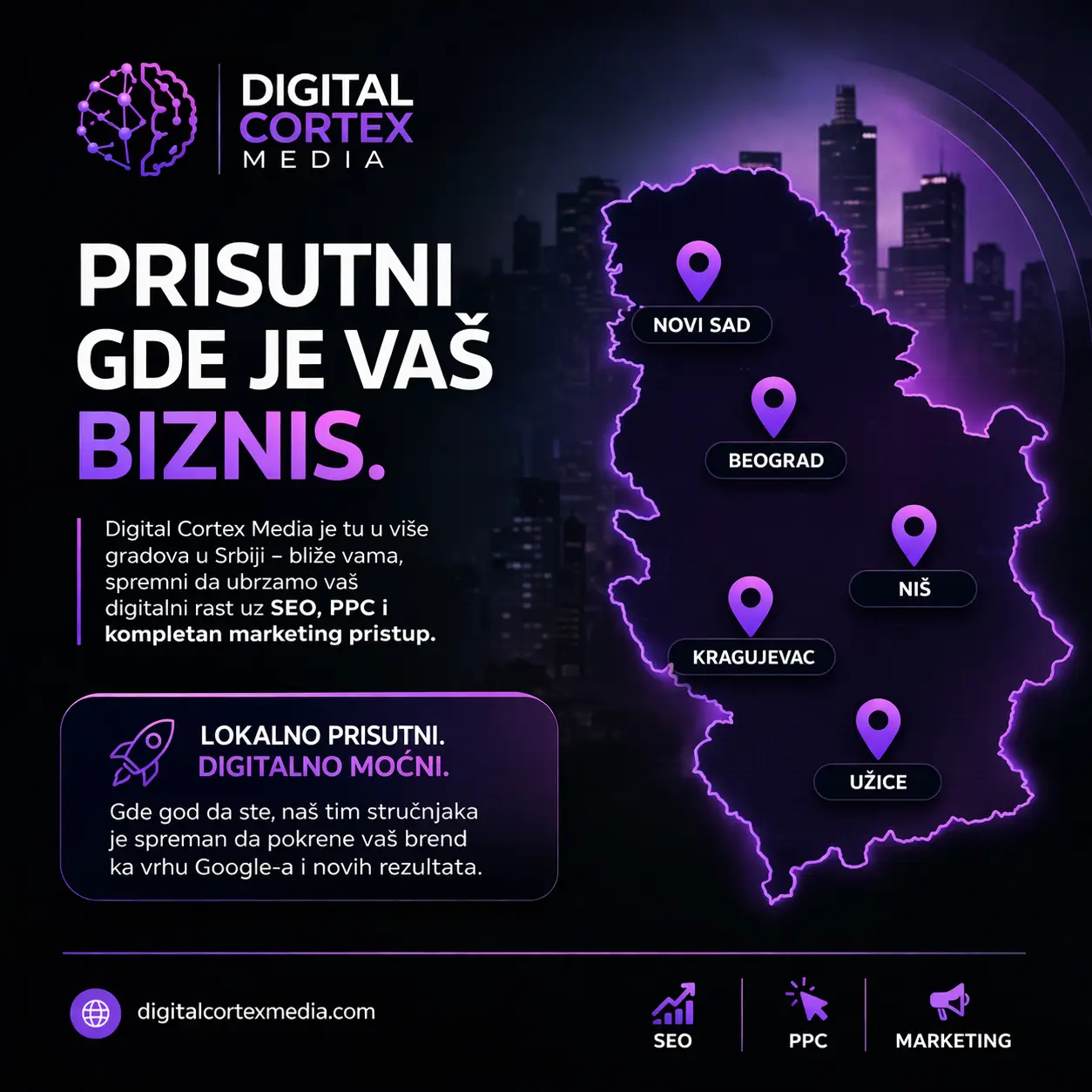 Lokacije Digital Cortex Media – Naše kancelarije i timovi
