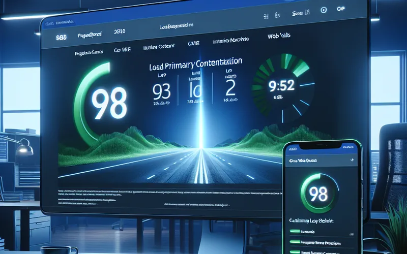 Core Web Vitals dashboard prikazuje LCP, INP i CLS metrike kao deo tehničke on-page SEO čeklistе