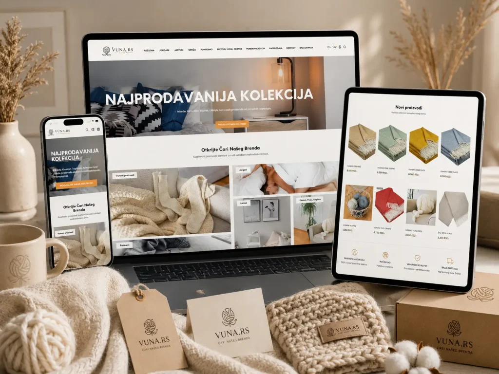 Ecommerce platforma i vizuelni identitet brenda Vuna.rs