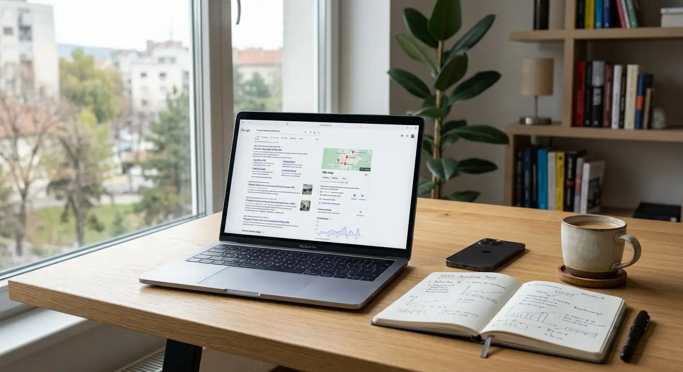 Case Study Privatna Poliklinika - laptop sa analizom lokalnih rezultata Google pretrage